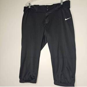 Nike Womens Black Slim Fit Soft Ball Pants Elastic Cuffs Zip Fly XL